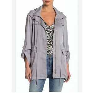 Avec Les Filles Women's Size XL Hooded Lyocell Anorak Jacket Coat Grey